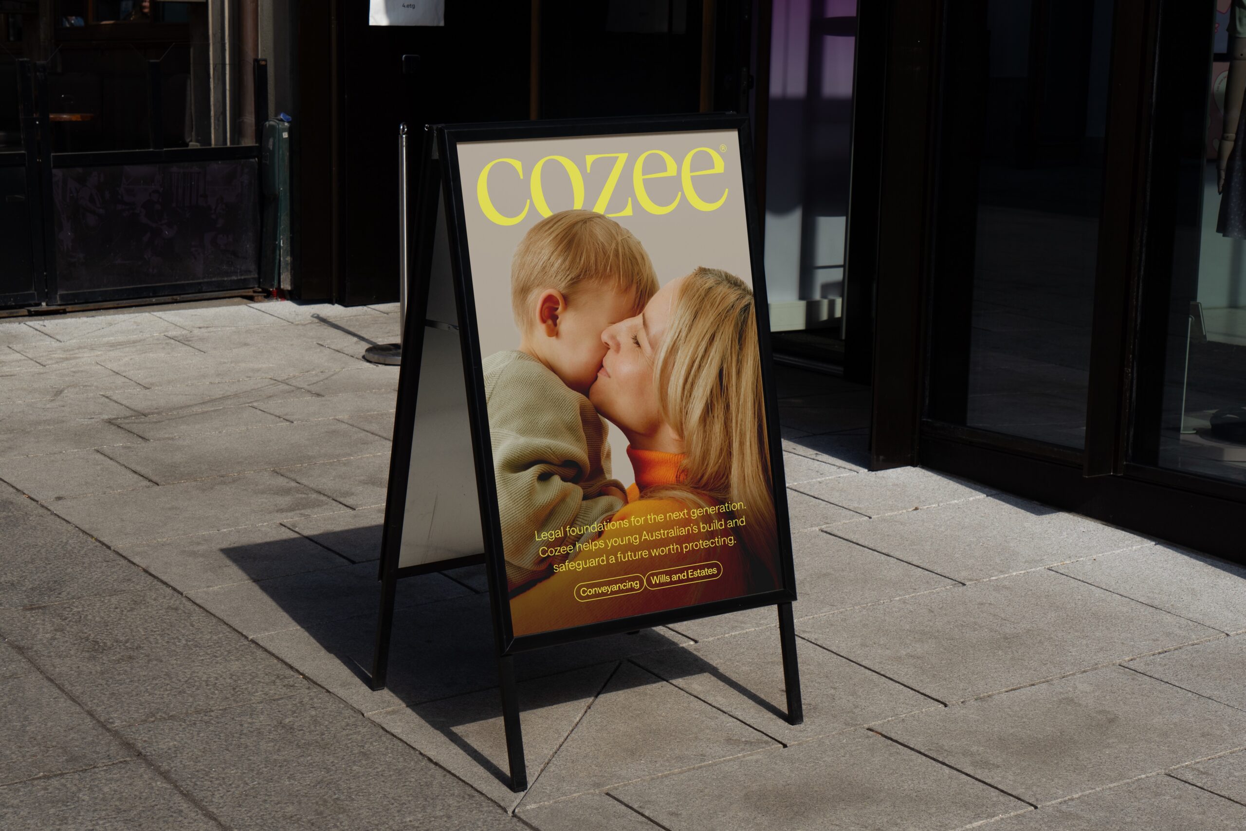 Cozee - Metal A-frame sign mockup