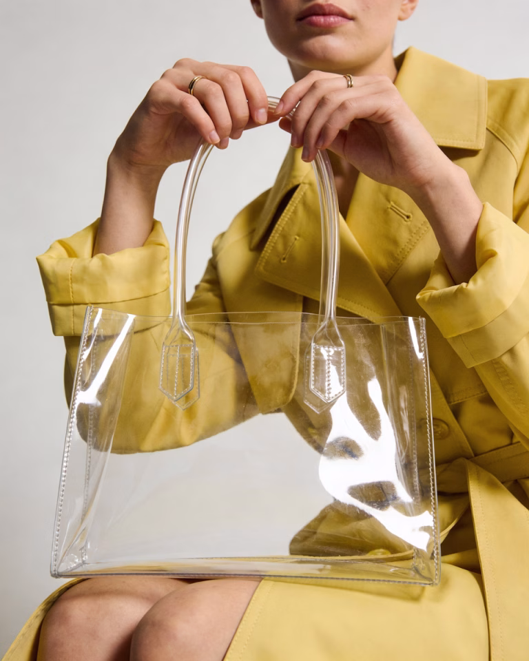 Yellow Coat and Clear Bag